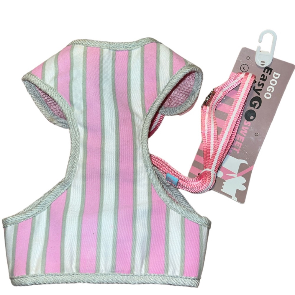 EasyGo Sweetbow Dog Harness by DOGO / LARGE / Pink White Gray NWT